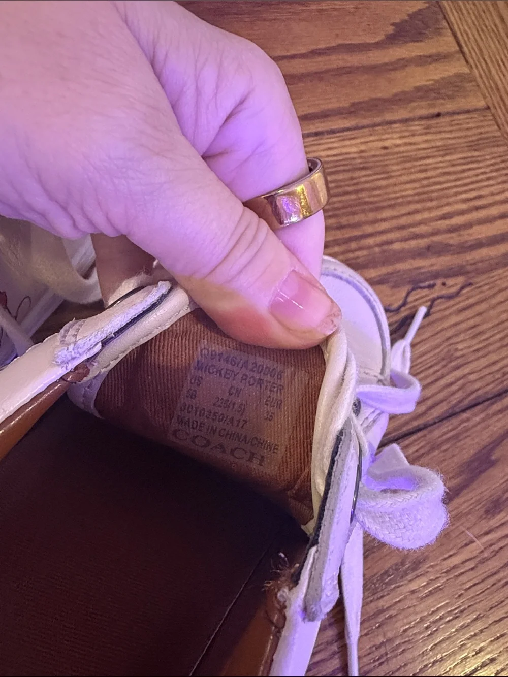 Coach White Leather Low-Top Sneakers with Mickey Character Accent